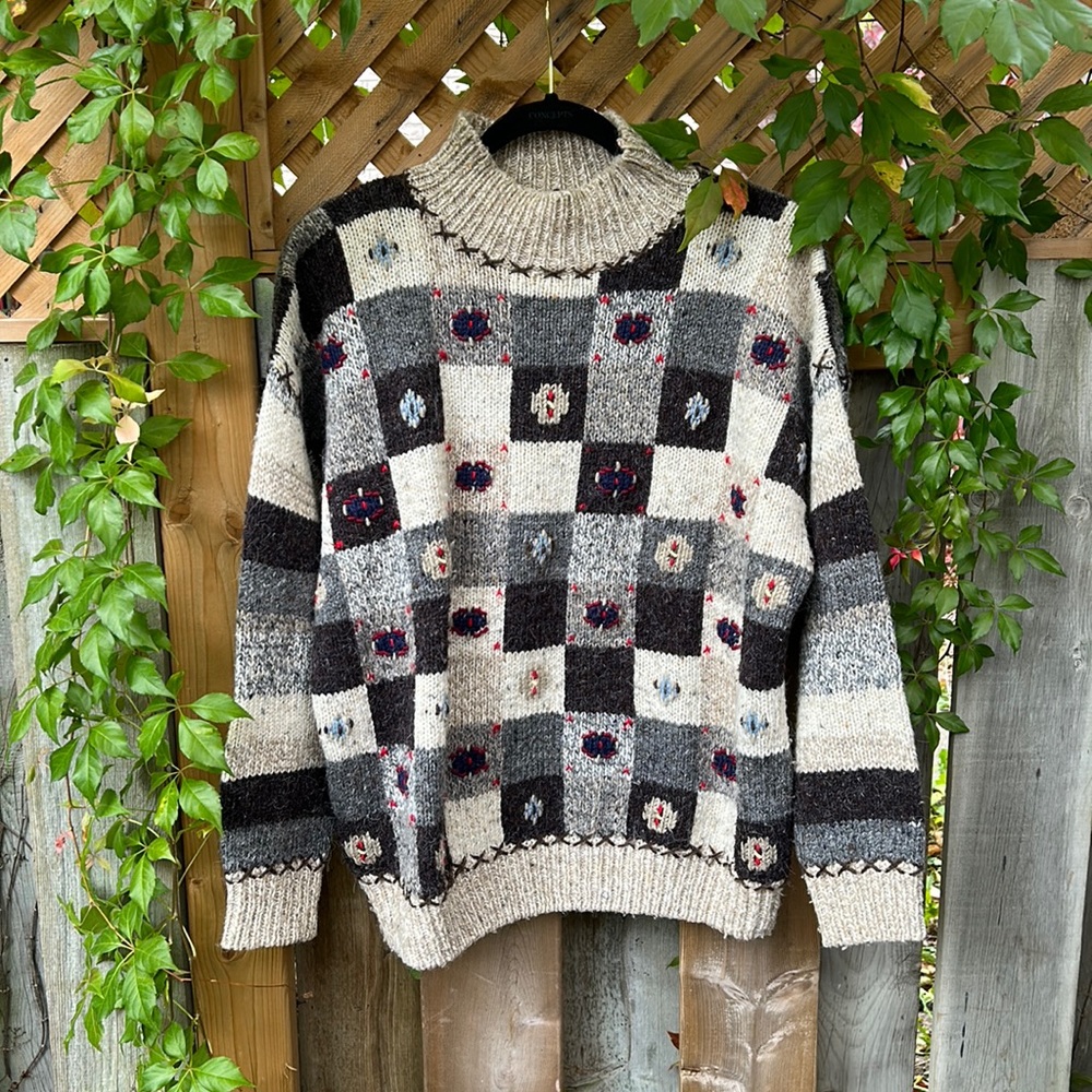 Vintage Patchwork Knit Sweater